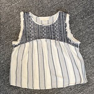100% cotton BOHO fringed sleeveless top from lovestitch, medium, no flaws